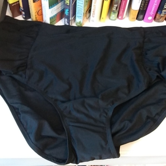KONA SOL BLACK RUCHED HIGH-WAISTED BIKINI BOTTOMS  PLUS SIZE 3X 24-26 NWT - Picture 4 of 7